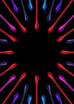 Nail polish liquid drops splash paint background on black. In motion circle Stock Illustration