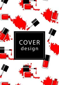 Nail Polish red bottle splashes cover design. Use for advertising flyer, ba.. Stock Illustration
