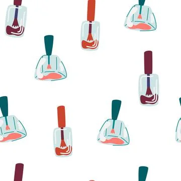 Nail polish seamless pattern. Cosmetics for manicure and self care. Perfect f Illustrazione stock