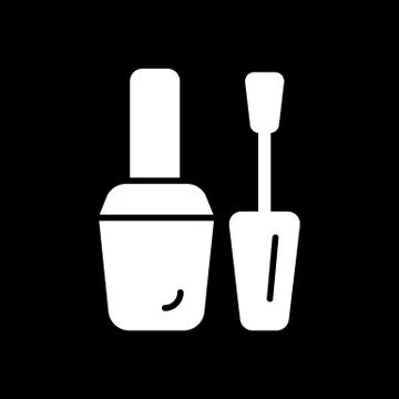 Nail polish vector icon. White illustration on black background. Solid linear Stockillustratie