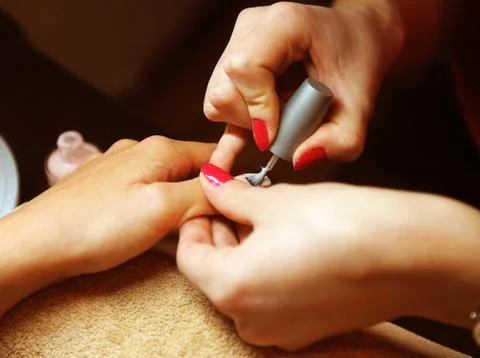 Nail polishing in saloon Stock Photos