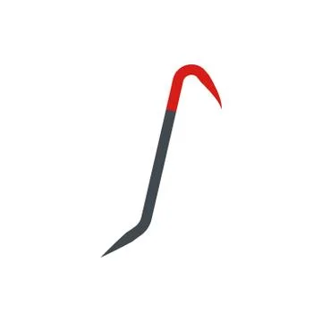 Nail puller bar vector construction tool flat icon. Work equipment metal repa Stock Illustration