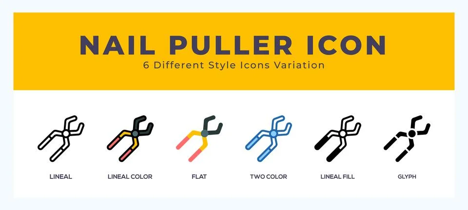 Nail puller icon set. Design elements for logo Stockillustratie