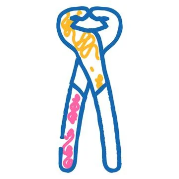 Nail puller pliers icon doodle illustration 스톡 일러스트