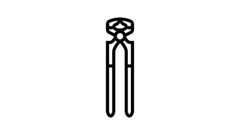 Nail puller pliers line icon animation Stock Footage 224239520
