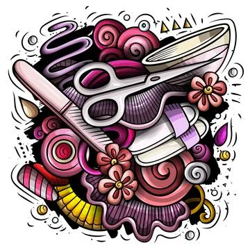Nail Salon hand drawn vector doodles illustration. Stock Illustration