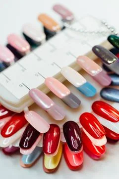 Nail samples, big collection of finger nails in various color Stock Photos