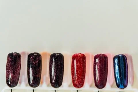 Nail samples, big collection of finger nails in various color Stock Photos