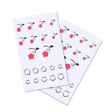 Nail stickers on a sheet of paper. Pattern with flowers for manicure. Design Stock Illustration