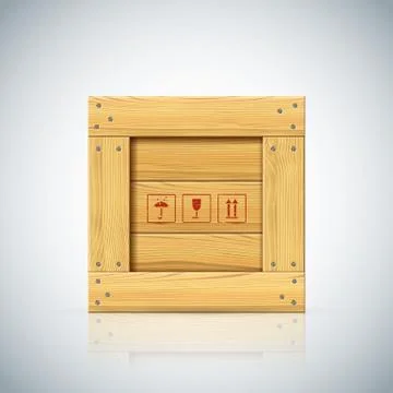 Nailed square small vector wooden box for supply shipping Stock Illustration