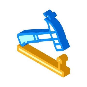 Nailing hammer isometric icon vector illustration isolated Stock Illustration