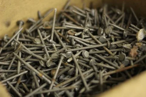 Nails in a Box Stock Photos
