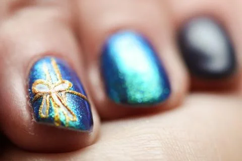 Nails with christmas pattern Foto stock