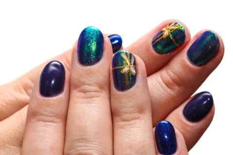 Nails with christmas pattern Stock Photos