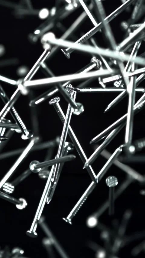 The nails fly up and fall down. Filmed on a high-speed camera at 1000 fps Stock Footage 335374242