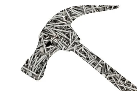 Nails forming shape of hammer Stock Photos