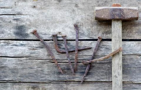 Nails hammer Stock Photos