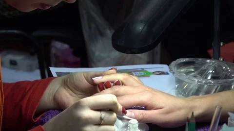 Nails manicure in beauty studio Stock Footage 74364338