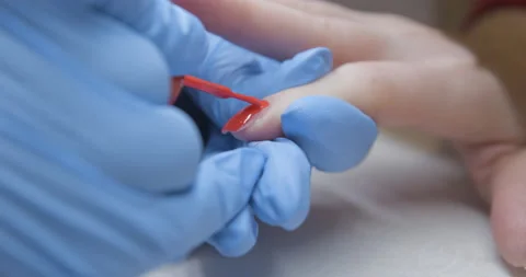 Nails manicure close up slow motion 4K Stock Footage 144800746