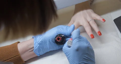 Nails manicure close up slow motion 4K Video stock 144800877