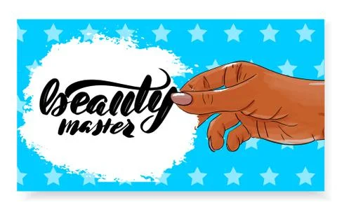 Nails master gift voucher card template. Pop art Stock Illustration