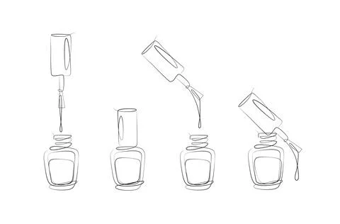 Nails polish bottles in linear style Stock Illustration