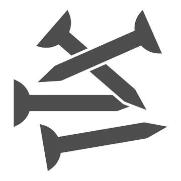 Nails solid icon, house repair concept, metal nail sign on white background Stock Illustration