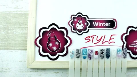 Nails style and winter theme Stock Footage 83382852