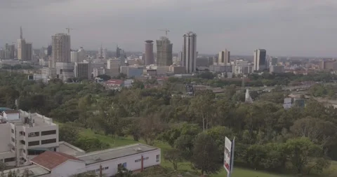 Nairobi Aerial push in from upper hill to city center Stock Footage 147842279