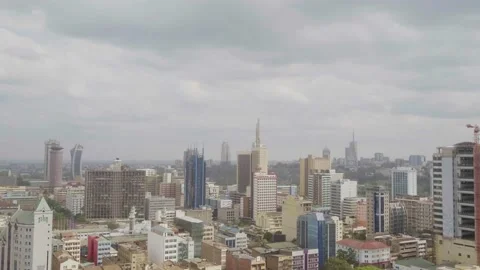 Nairobi , bright cloudy day drone shot revealing downtown Stock Footage 147754130