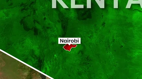 Nairobi highlighted on animated map footage of Kenya motion clip Stock Footage 343594190