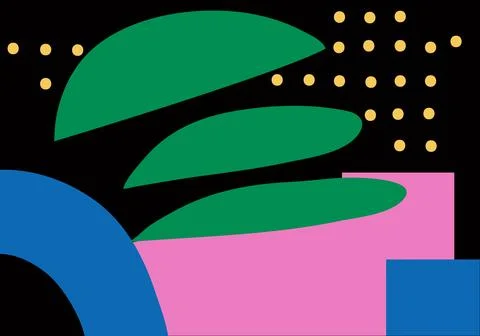 Naive abstract vector background with colorful geometric shapes. Contemporary Stock Illustration