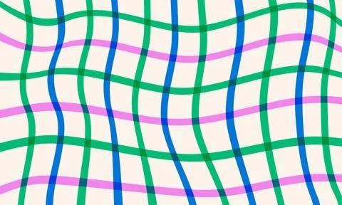 Naive checkered abstract background in doodle style. Trippy psychedelic groovy Illustrazione stock