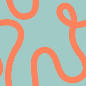 Naive groovy squiggle seamless pattern. 1970 Fun colorful line Doodle boho Stock Illustration