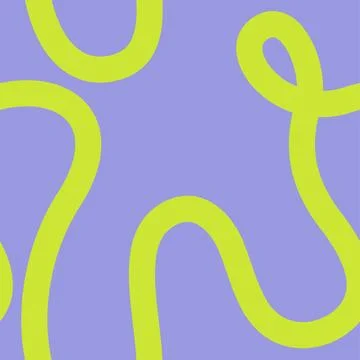 Naive groovy squiggle seamless pattern. 1970 Fun colorful line Doodle pattern in Illustrazione stock