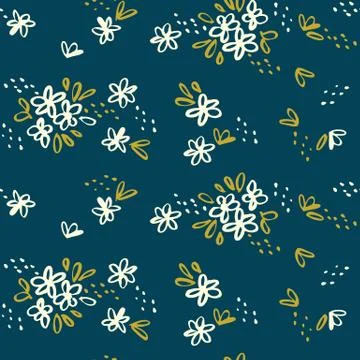 Naive simple floral seamless pattern Stock Illustration