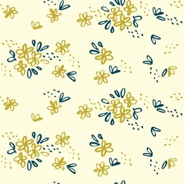 Naive simple floral seamless pattern Illustrazione stock