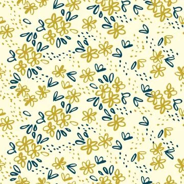 Naive simple floral seamless pattern Illustrazione stock