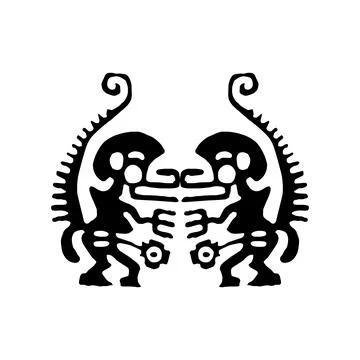 Naive style illustration of pair monkey featuring simplified forms Illustration