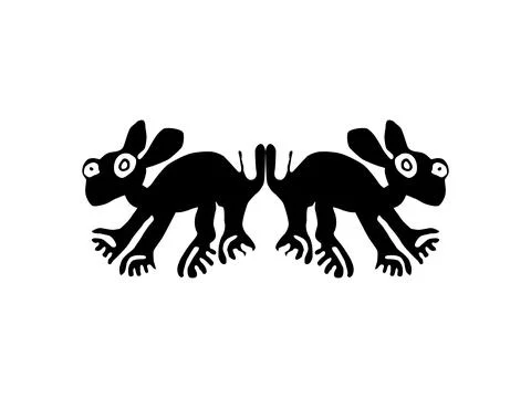 Naive style illustration of a pair Rabbit featuring simplified forms Stock Illustration