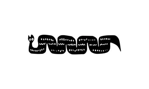 Naive style illustration of a snake featuring simplified forms Stock Illustration