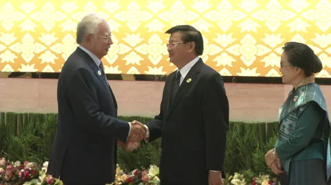 Najib Razak and Thongloun Sisoulith Stock Footage
