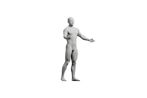 Naked figure model gesturing confidently in studio Stock Illustration