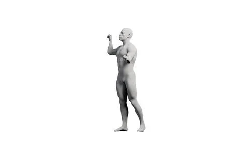 Naked figure model in right back three-quarter view against black Illustrazione stock