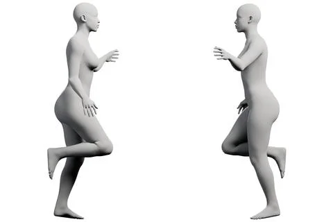 Naked figure model running multiview collage Ilustração Stock