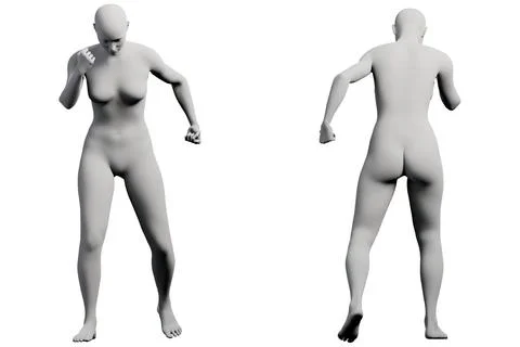 Naked figure model in studio front and back Stock Illustration