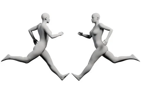 Naked figure running grid studio Stock Illustration