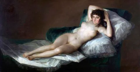 The Naked Maja by Francisco Jose de Goya y Lucientes. On display in the Mus Stock Photos