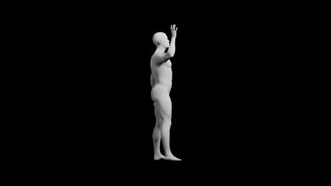 Naked man gesturing confidently against black background Stock Footage 335272337