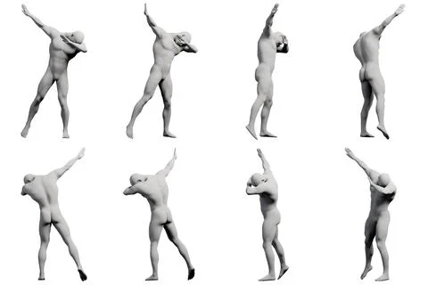 Naked man stretching in studio Stock Illustration